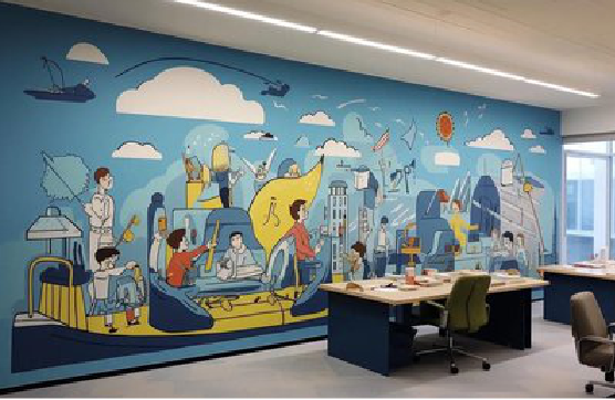 湄潭办公室墙绘的特点。